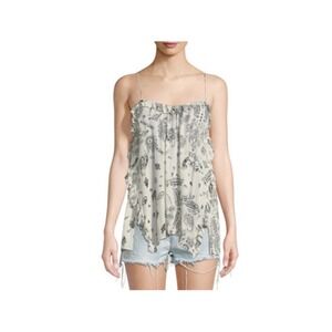 IRO Cream Paisley Print Camisole with Black Pattern